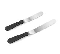 2 PCS Spatule à Pâtisserie Coudée Inox, Idéal Spatule Coudée Professionnelle pour Glaçage et Lissage Gâteau, Manche Ergonomique Antidérapant, Ustensile Cuisine Gâteaux, Crêpes, Décoration et Lissage