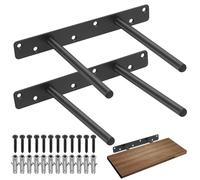 2 Pcs Support Equerre Etagere Murale, Équerre Murale Invisibles, Supports d'étagères Flottantes Charge Lourde Murales en Métal pour Garage, Cuisine, Chambre (Noir, 150 mm)