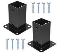 2 Pcs Support Poteau Bois, Support de Poteau de Clôture Carré, Support Poteau à Visser, Support de Fixation Ancrage pour Poteau Bois 70x70 mm, Manchon de Sol pour Pergola Clôture Balançoire
