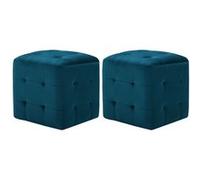 2 pcs Tables de chevet Bleu 30x30x30 cm Tissu velours Bleu G