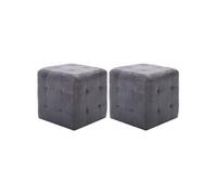 vidaXL Lot de 2 tables de chevet Gris 30x30x30 cm Similicuir daim