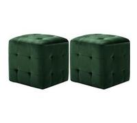 2 pcs Tables de chevet Vert 30x30x30 cm Tissu velours Vert G
