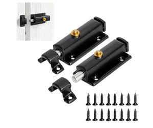 2 PCS verrou à ressort inox verrou de porte targette automatique à bouton verrouillage de intérieur et extérieur loquet mécanique robuste pour fenêtres portes d'armoires les cages pour animaux etc