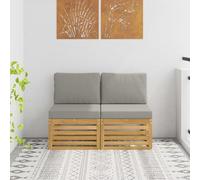 2 Pièce Canapé De Jardin Moyen Blanc En Bois Massif Acacia Design, Meuble Universel pour Terrasse et Jardin