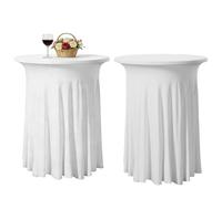 2 Pièce Housse Mange Debout,80×110CM Nappe Mange Debout,Stretch Nappe,Housse pour Table Haute Ronde,Nappe Table Haute Ronde pour Mariages,Fêtes,Restaurants,Bars,Tables De Cocktail(Blanches)