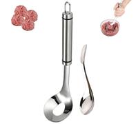 2 Piece Meatball Maker Set, Stainless Steel Meatball Scoop Spoon (1Set) | Long Handle Shaping Tool with Center Hole and Hanging Loop for Meatballs, Shrimp Balls, Vegetable Balls and Rice Balls