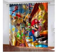 2 Pièce Rideau Occultant À Oeillets Réduction du Bruit Rideaux - Anime Super Mario 60x120cm[1]