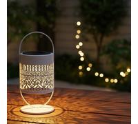 2 pièces/1 pièce Lanterne solaire LED de style marocain, lumière de projection en métal creux imperméable, blanc chaud, convient pour la décoration de jardin extérieur, sans électricité nécessaire, al