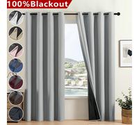 2 pièces/1 pièce Optionnel/Rideaux occultants de style campagnard/100% polyester isolant/Rideaux occultants toutes saisons/Oeillets en haut/Tissage uni sans doublure/Convient pour les rideaux occultan