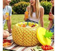 2 pièces/1 pièce Seau à glace gonflable en PVC en forme d'ananas avec couvercle, fabriqué en PVC épaissi, essentiel pour les rassemblements en plein air, les pique-niques, les voyages de camping, les
