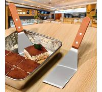 2 pièces/1 pièce Spatule en acier inoxydable, manche en bois dur à bord incliné - Grande spatule en métal, spatule à gâteau en acier inoxydable, manche en bois, spatule de cuisson pour steak, spatule 