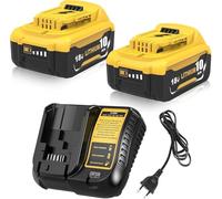 2 pièces 10,0 Ah Rechange pour Dewalt Batterie 18V DCB184+ Chargeur DCB107 | Rechange pour Dewalt Batterie DCB180 DCB181 DCB182 DCB200 DCB201 DCB204 avec Affichage LED