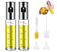 2 Pièces 100ml Vaporisateur d'Huile de Cuisine avec Balance - Spray pour Huile et Vinaigre en Verre et Acier Inoxydable - Pour Grillades, Pâtisseries et Salades