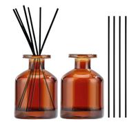 2 Pièces 150ml Flacons Diffuseurs en Verre, Diffuseur Parfum, Bouteilles Diffuseur, avec 10 Bâtonnets, pour Parfum d’Ambiance et Aromathérapie, pour Maison, Bureau, Rechange DIY（Marron）