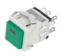 2 pièces 17.2 * 17.2mm 3A/250V 6A/125V Snap-in 2NO2NC bouton-poussoir carré momentané avec lumière LED en plastique(Green,Momentary)