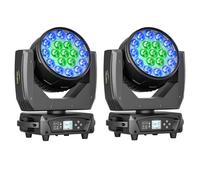 2 Pièces 19 X 15W Wash Zoom Lyre LED, RGBW 4 en 1 LED Lumière de Faisceau Focalisé 4 Modes de Contrôle Scène Professionnel Lumière de Tête Mobile pour Fête Concert Festival Mariage Disco