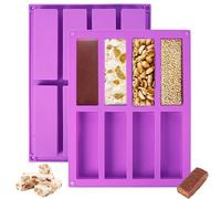 2 Pièces 27x 21.5cm Moules AntiadhéSifs en Silicone à 8 Cavités | Moule Barre de Céréales Silicone, Plat de Cuisson Energy Bars, pour Faire des Barres de CéRéAles au Chocolat Muffins GâTeaux