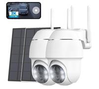 2 pièces 2K caméra de surveillance extérieure batterie avec panneau solaire WLAN 360° pivotant caméra de surveillance sans fil PIR détecteur de mouvement vision de nuit en couleur