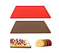 2 Pièces 30,5 x 25,8 x 1cm Silicone Plaque Génoises, Plaque Genoise Silicone Tapis de Cuisson Moule a Genoise, Tapis Cuisson pour Four Plaques Silicon Patisserie(Rouge, Chocolat)
