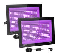 2 Pièces 300W Lumiere Noire LED, IP66 Etanche Projecteur lumière noire UV, 395-400 nm Projecteur lumière noire Avec interrupteur pour fête lumineuse, Halloween, Body Painting, Bar, Aquarium, Halloween
