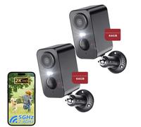 2 pièces 3MP WLAN CAMÉRAS DE SURVEILLANCE BATTERIE RADIO RÉSEAU IP HD EXTERIEUR DÉTECTEUR DE MOUVEMENTS 64GB TF carte