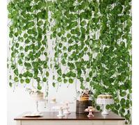2 pièces/4 pièces/6 pièces/12 pièces Couronne de lierre artificielle, vigne de lierre suspendue avec feuilles de lierre, convient pour mariage, fête, jardin, décoration murale (lierre) 2pcs,10 pièces,