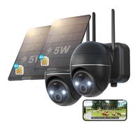 2 pièces 4G LTE caméra de surveillance extérieur batterie avec carte SIM 2K sans fil solaire PTZ caméra IP en plein air sans WLAN couleur vision nocturne PIR de détection