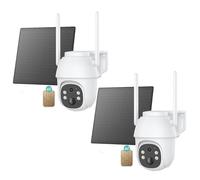 2 pièces 4G LTE caméra de surveillance extérieure solaire avec carte SIM 2K 3MP PTZ caméra sans fil sans WLAN batterie extérieure 355 °/90 ° pivotant couleur/IR vision de nuit