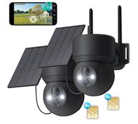 2 pièces 4G LTE caméra de surveillance extérieure solaire avec carte SIM 2K HD PTZ caméra sans fil sans WLAN extérieur batterie couleur vision nocturne PIR de détection