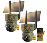 2 pièces 4G LTE caméra pour animaux sauvages avec carte SIM 2K solaire caméra pour animaux sauvages avec transmission par téléphone portable App sans fil caméra de surveillance extérieure batterie vis
