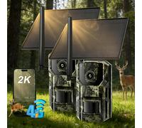 2 pièces 4G LTE caméra sauvage avec app & détecteur de mouvement 2K caméra de surveillance solaire extérieure avec carte SIM 7800mAh batterie No-Glow vision nocturne caméra avec GPS