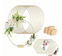 2 pièces/6 pièces/10 pièces/20 pièces Décoration de cerceau floral en métal avec supports, grands anneaux en métal convenant pour la fabrication d'artisanat, comprenant des anneaux en fer métallique,