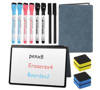 2 Pièces A5 Tableau Blanc Effaçable Portable, 17 x 24,5 cm Ardoise Effacable, Réutilisable Mini Tableaux Blancs avec 8 Marqueurs 4 Gommes et 2 Chiffons Pour Notes de Réunion, Listes de Courses, Mémo