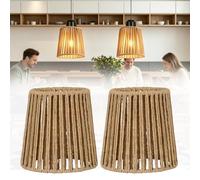 2 pièces Abat-jour Boho en rotin, abat-jour en papier de rechange, abat-jours pour lampe de table, D14,5 cm H14 cm Abat-jour pour lampe suspendue, plafonnier, appliques murales pour salon, chambre à