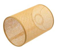 2 Pièces Abat-jour en Rotin Tressé E27, Tambour Beige, Style Boho | Compatible Douille à Bague de Fixation, Tissage Manuel, Cadre Métal, pour Lampe de Chevet et Salon