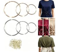 2 pièces Accessoires de vêtements invisibles, ensemble de clips de resserrement de taille avec anneau métallique et bande élastique, convient pour chemises, t-shirts à manches courtes, robes, ceinture