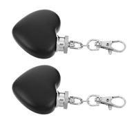 2 Pièces Acier Inoxydable Mini Flasque Cœur noir 30ml Porte-Clés | Format Compact 11,5x5,5x2cm, Fermeture Mousqueton, Transport Discret pour Spiritueux, Ceinture, Festivals et Sorties