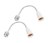 2 Pièces Adaptateur de Douille E27 à E27 à Col de Cygne Orientable | Rallonge Flexible, Rotation 360 Degrés, PC et Métal, Blanc, pour Plafonniers et Éclairage de Boutique