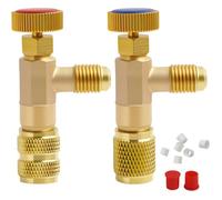2 Pièces Adaptateur de réfrigérant, Raccord rapide 1/4"", Vanne de sécurité R410A R22, Pour maintenance climatisation Label