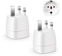 2 Pièces Adaptateur de Voyage France vers UK,Francaise FR 2 Broches vers GB 3 Broches pour Angleterre, Ecosse,Dubaï ,HK- TOPESCT