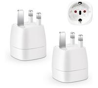 2 Pièces Adaptateur Prise Anglaise, Adaptateur de Voyage France vers UK, Adaptateur de Prise Adaptateur Type G (Blanc)