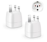 2 Pièces Adaptateur Prise Anglaise, Adaptateur de Voyage France vers UK, Adaptateur de Prise pour Irlande, Angleterre, Ecosse, Dubaï, Malte, Adaptateur Type G (Blanc)