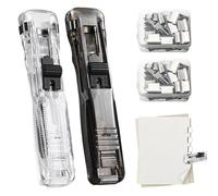 2 Pièces Agrafeuse Bureau à Clip, Agrapheuse Bureau Classeur Portable | Stapler avec 100 Clips de Recharge Réutilisables, Agrafeuse Sans Agrafe pour Le Bureauu l'école pour Organisation