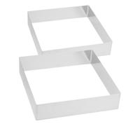 2 Pièces Anneau à Mousse Carré pour Gâteau en Acier Inoxydable | Dimensions Précises, Structure Robuste, Usage Polyvalent, pour Anniversaires, Fêtes et Desserts Maison