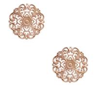 2 Pièces Applique Décorative Ronde en Bois Sculpté | Bois Non Peint, Motif Ajouré Simple Face, à Coller sur Portes, Murs, Meubles, Fenêtres, Style Vintage