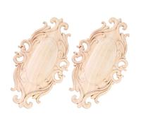 2 Pièces Applique en Bois Sculpté à Motif Floral | Bois Khaki, Forme Ovale, Usage DIY et Décoration Intérieure, Finition Brute pour Armoires, Plafonds et Cadres