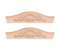 2 Pièces Applique en Bois Sculpté Non Peint, Panneau Rond | Bois Massif Texturé à Motif Floral, Finition Naturelle, Style Français Rustique, Décoration DIY Facile pour Salon