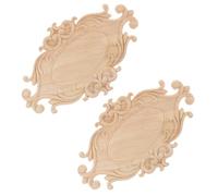2 Pièces Applique en Bois Sculpté Ovale pour Porte et Meuble | Bois de Caoutchouc, Finition Polie sans Bavures, Style Créatif Beige, Usage DIY Maison