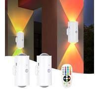 2 Pièces Applique Murale Intérieure 16 Couleurs Orientable Luminaire Spot | LED Magnétique Murale Avec Interrupteur Détecteur Mouvement pour Chevet Salon Salle de Bain Chambre Couloir