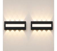 2 Pièces Applique Murale Intérieure Aluminium 12W 3000K IP65 Blanc Chaud | Applique Intérieur avec éclairage Haut et Bas 8 Sources Lumineuses Lampe Murale Modern pour Salon Escalier Couloir Chambre
